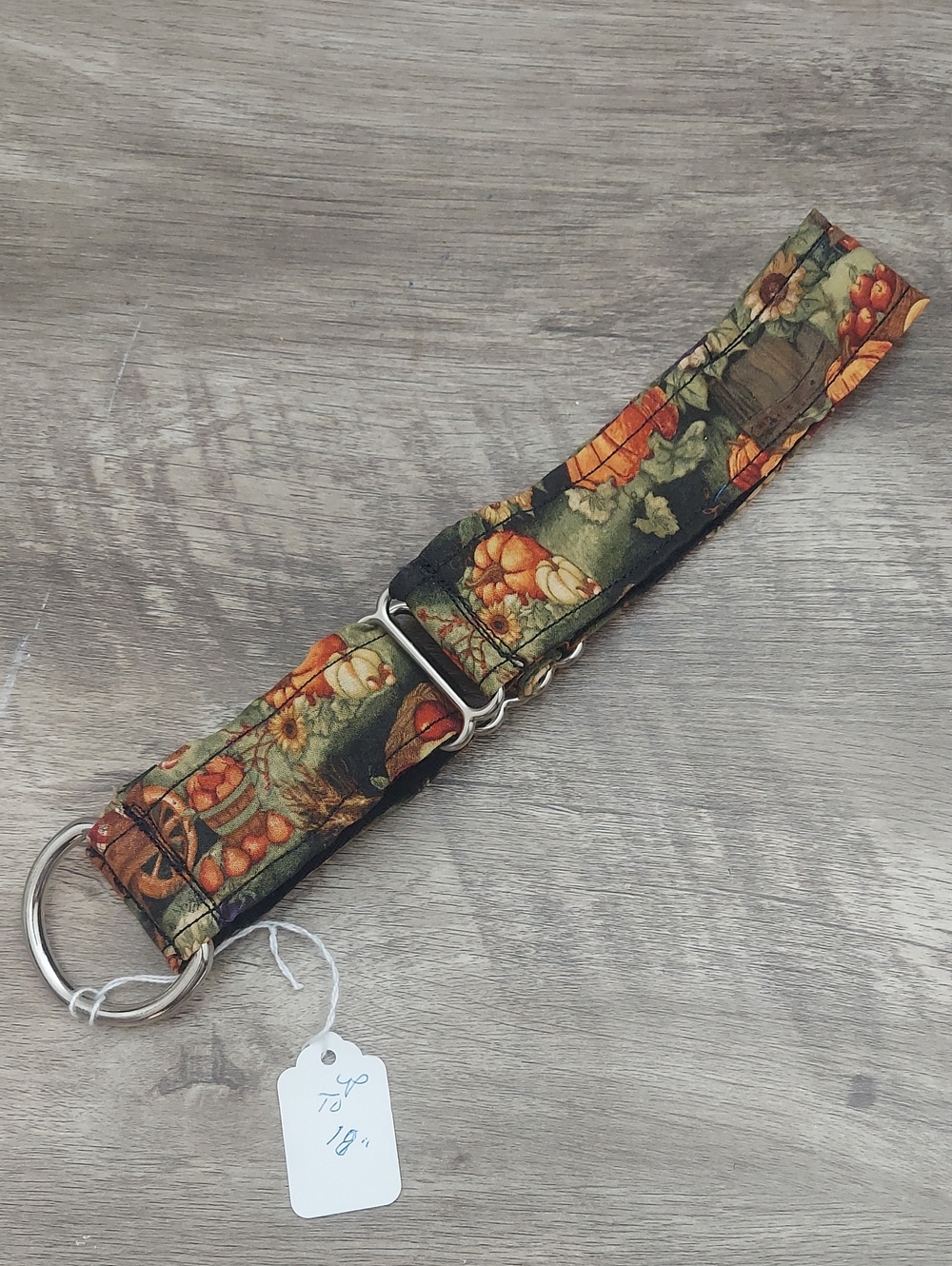 Custom Martingale Dog Collar 1.5" Fall Harvest Pumpkin Sunflower 1.5" D-Ring 18"